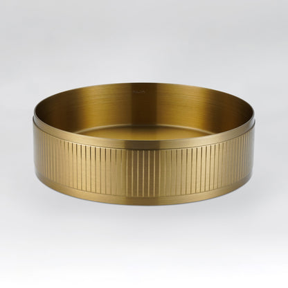 ALIA textured brushed gold round basin featuring a rich metallic surface for elegant, luxurious bathrooms.