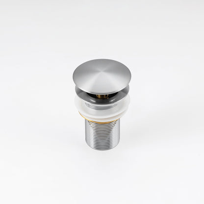 ALIA brushed silver pop-up waste drain designed to complement stainless steel basins with a matching modern brushed finish.
