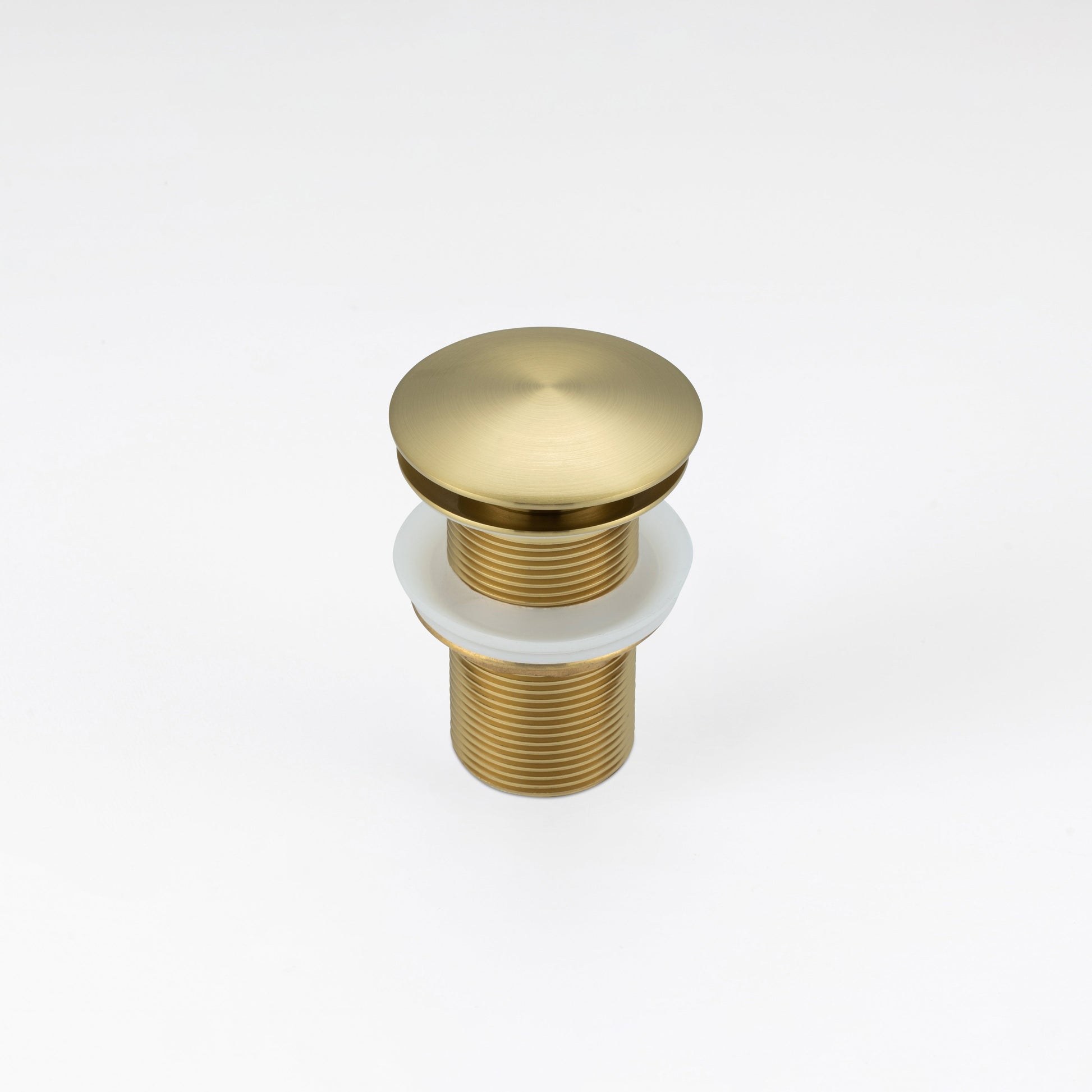 ALIA brushed gold pop-up waste drain for stainless steel basins, crafted for seamless performance and modern luxury aesthetics.