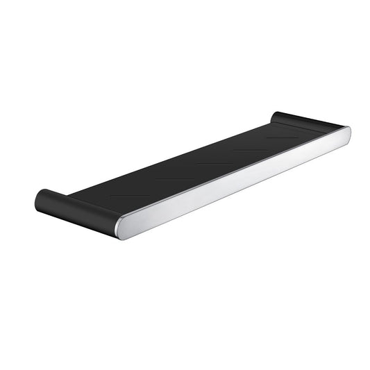Esperia Solid Brass Black & Chrome Towel Shelf