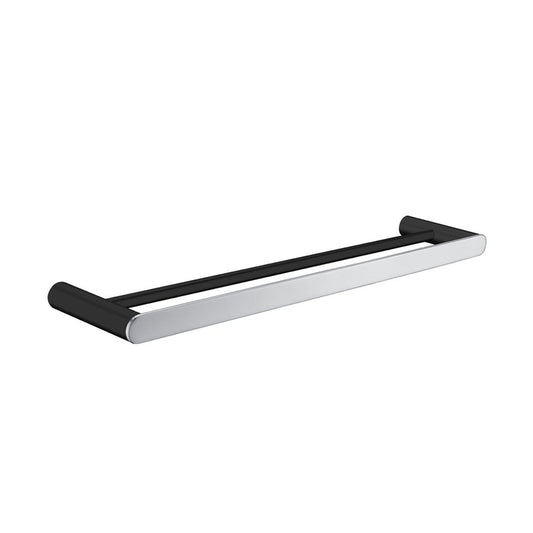 Norico Esperia Black & Chrome Solid Brass Double Towel Rail 600mm