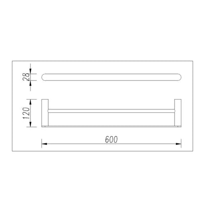 Norico Esperia Chrome Solid Brass Double Towel Rail 600mm