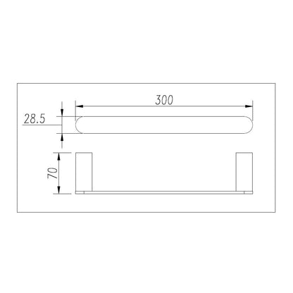 Esperia Solid Brass Brushed Yellow Gold Towel Rail 300mm