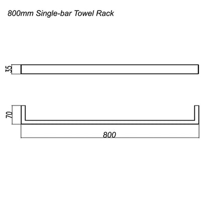 Norico Cavallo Gun Metal Grey Square Single Towel Rail 800mm