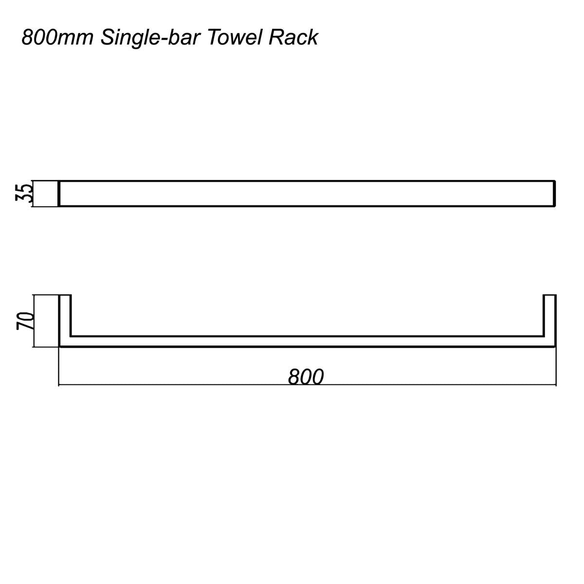 Norico Cavallo Matte Black Square Single Towel Rail 800mm