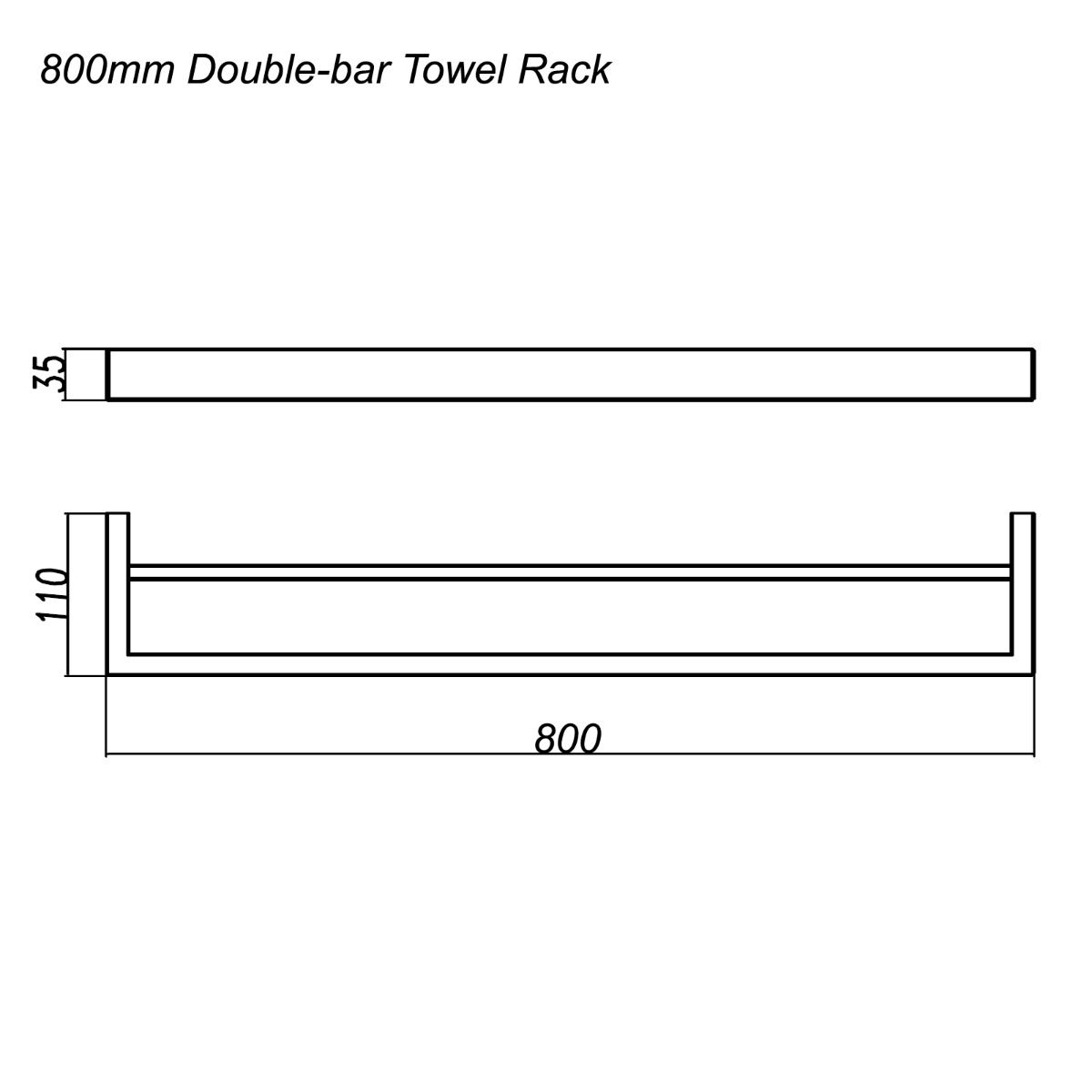 Norico Cavallo Brushed Nickel Square Double Towel Rail 800mm