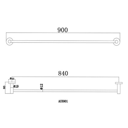 Pentro Brushed Nickel Single Towel Rail