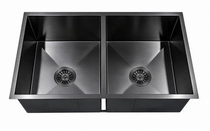 Avenor Handmade Double Bowl Kitchen Sink 760x450mm in Forged Gunmetal