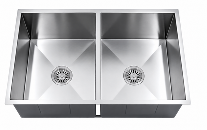 Avenor Handmade Double Bowl Kitchen Sink 760x450mm in Sterling Chrome