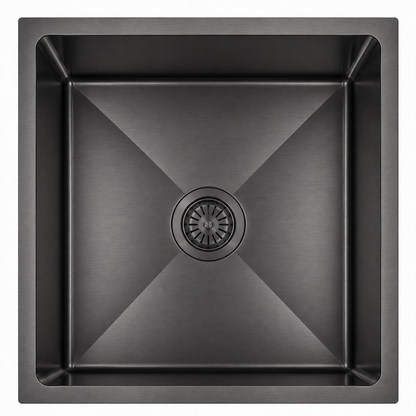 Avenor Handmade Single Bowl Kitchen Sink 450x450mm in Forged Gunmetal