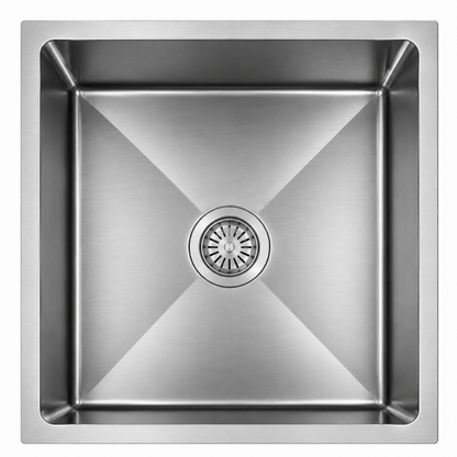 Avenor Handmade Single Bowl Kitchen Sink 450x450mm in Sterling Chrome