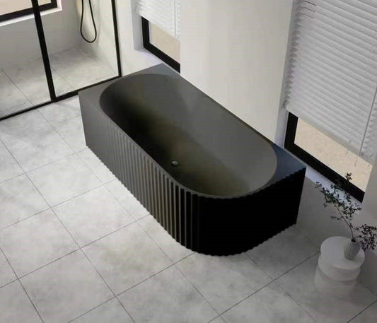 1700x800x600mm Gina Fluted Left Corner Matte Black