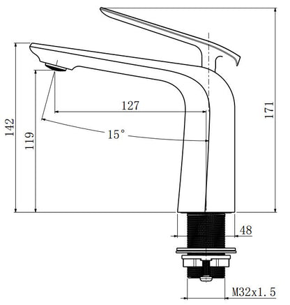 Norico Esperia Brushed Nickel Basin Mixer
