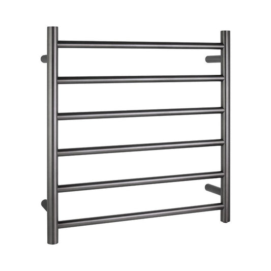Brushed Gun Metal Grey Electric Heated Towel Rack 6 Bars