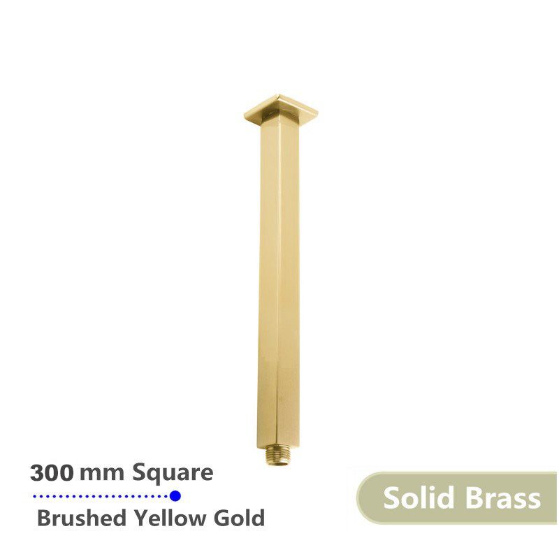 Square Brushed Brass Ceiling Shower Arm 300mm – Orvieon