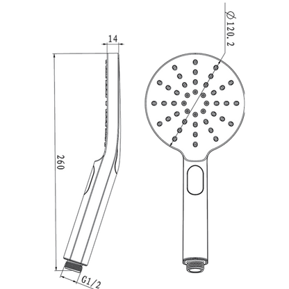Round 3 Functions Light Brushed Brass ABS Handheld Shower