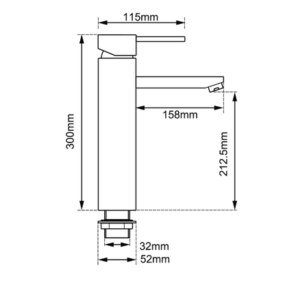 LUCID PIN Round Black Tall Basin Mixer