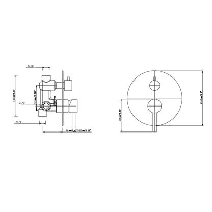 LUCID PIN Series Brushed Copper Diverter Mixer Trim Kit (match CLPD)