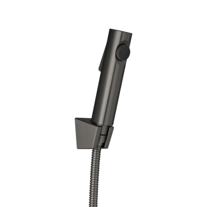 Round Gun Metal Grey ABS Toilet Bidet Spray Kit with Stainless Steel Hose