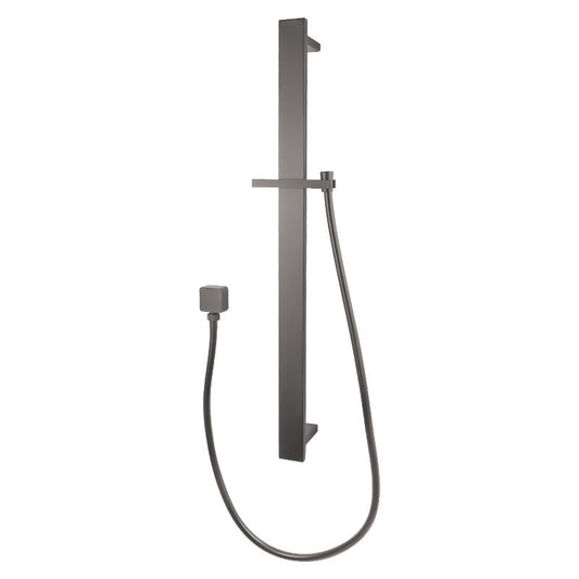 Square Gun Metal Grey Sliding Shower Rail without handheld Shower (PVC Hose)
