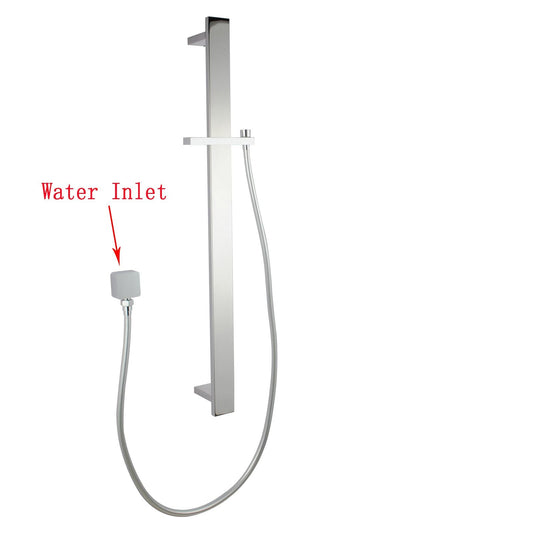 Square Chrome Sliding Shower Rail without Handheld Shower