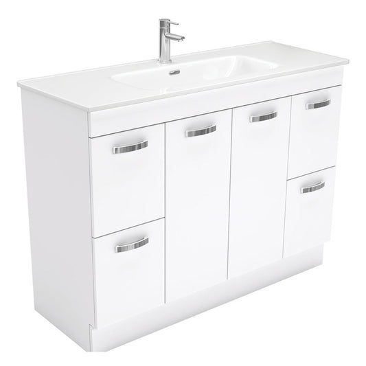 Fienza Joli Unicab Gloss White 1200 Vanity on Kickboard