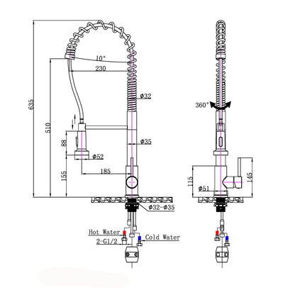 Tall Spring Chrome Pull Out Kitchen Sink Mixer Tap