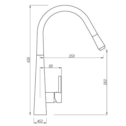 Norico Pentro Chrome Pull Out Kitchen Mixer