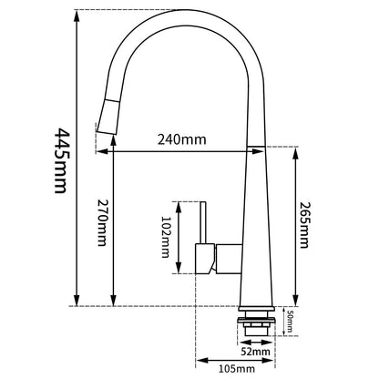Round Chrome Pull Out Kitchen Sink Mixer Tap