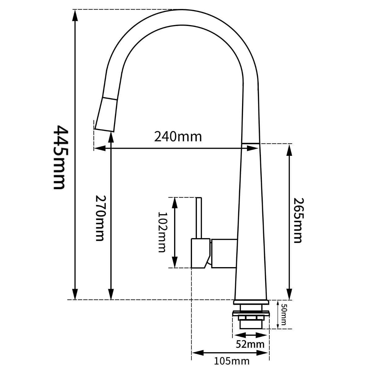 Round Black Pull Out Kitchen Sink Mixer Tap