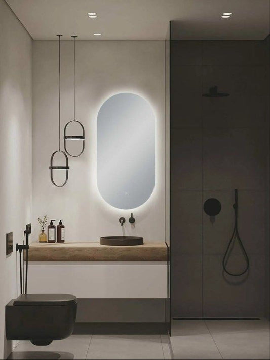 450*900mm Builder Range Oval Sharp-Edged 3 Color Lighting Backlit LED Mirror with Touch Sensor Switch