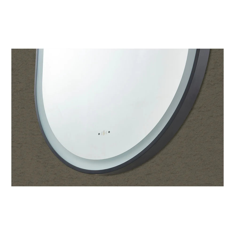 Vito Lirra Oval LED Bathroom Mirror – Matte Black 450 x 900mm