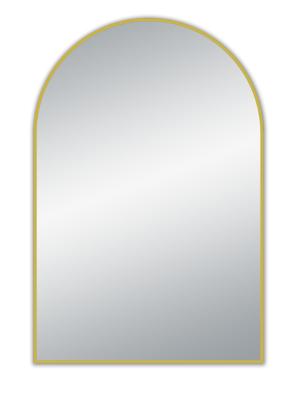 UNI-BRUSHED GOLD ARCH FRAMED MIRROR 600X900MM