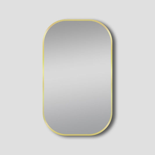 600*900 Brushed Gold Rounded Rectangular Framed Mirror