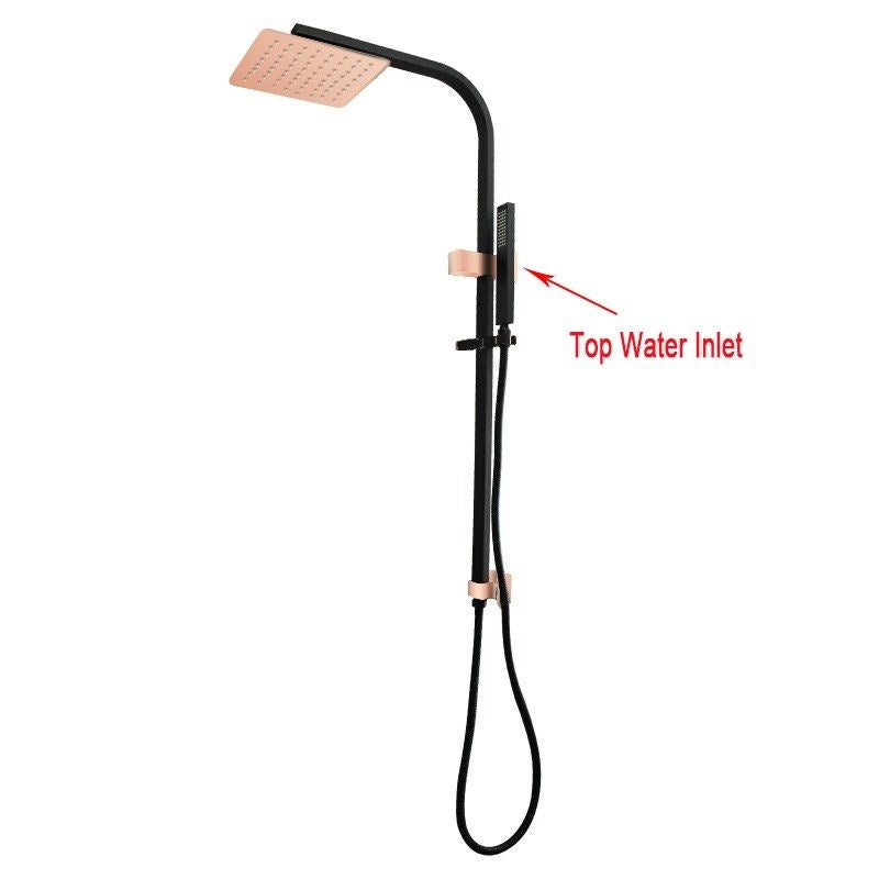 10"Square Black Rose Gold Shower Station Top Water Inlet