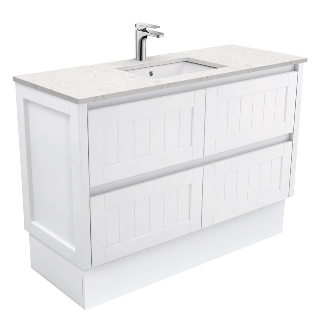 Fienza Sarah Bianco Marble Undermount 1200 Hampton Vanity on Kick