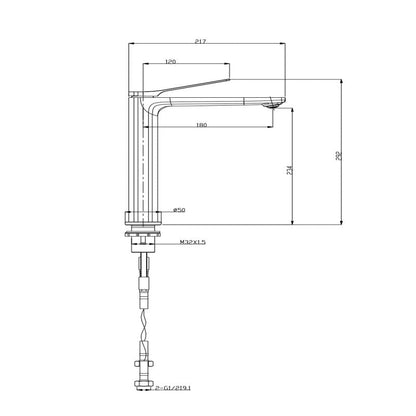 RUSHY Brushed Gun Metal Tall Basin Mixer