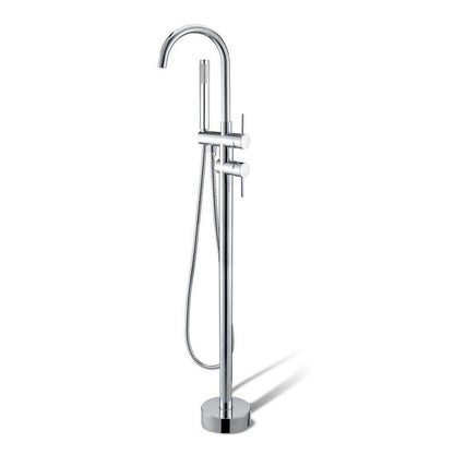 Norico Pentro Round Chrome Freestanding Bath Mixer With Hand held Shower