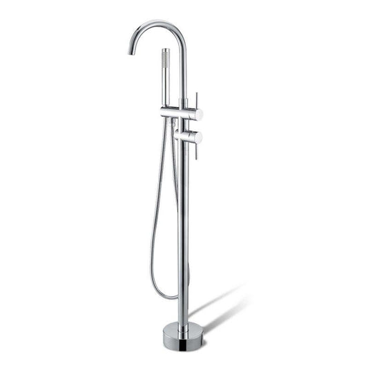 Norico Pentro Round Chrome Freestanding Bath Mixer With Hand held Shower