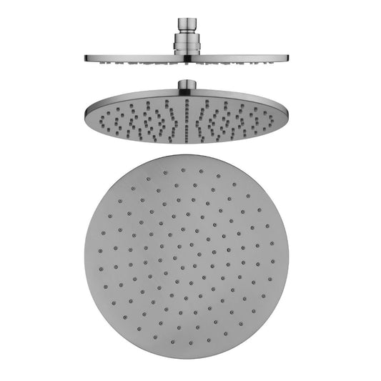 Norico Pentro 250mm Brushed Nickel Solid Brass Round Rainfall Shower Head