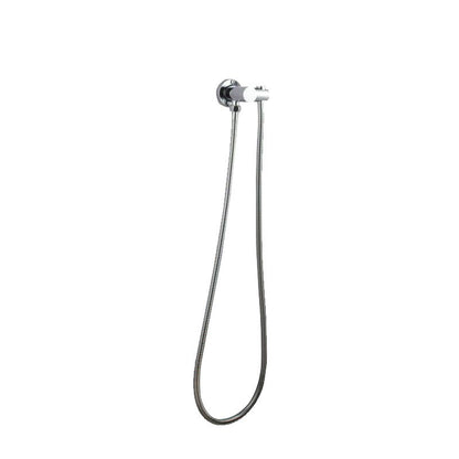 Norico Pentro Chrome Round Shower Holder Wall Connector & Hose