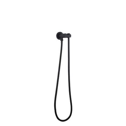 Norico Pentro Matte Black Round Shower Holder Wall Connector & Hose