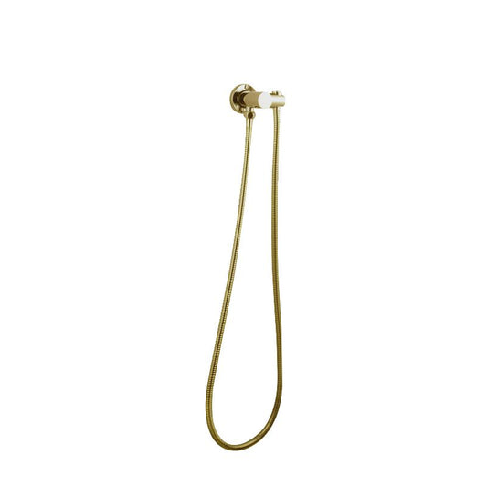 Norico Pentro Brushed Yellow Gold Round Shower Holder Wall Connector & Hose