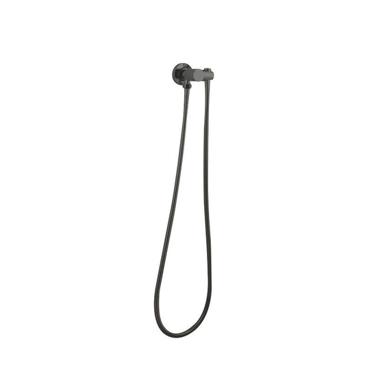 Norico Pentro Gun Metal Grey Round Shower Holder Wall Connector & Hose
