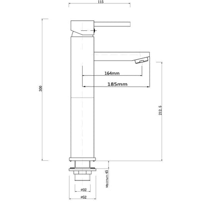 Norico Pentro Brushed Nickel Tall Basin Mixer