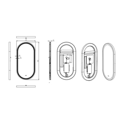 Vito Lirra Oval LED Bathroom Mirror – Matte Black 450 x 900mm