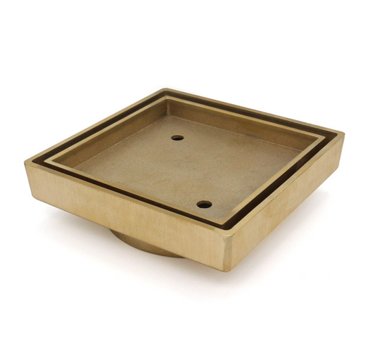 115x115mm Matte Gold Smart Tile Insert Floor Waste Shower Grate Drain (90mm outlet)