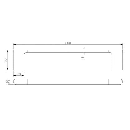 VOG Series Brushed Yellow Gold Single Towel Rail 600mm