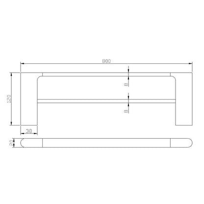 VOG - 800mm Light Brushed Brass Double Towel Rail