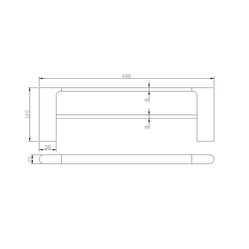 VOSS Chrome Double Towel Rail 600mm